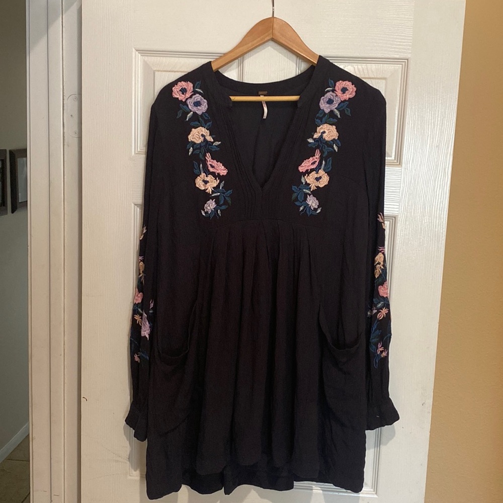 Free People Size S/P Flow Long Sleeve Floral Dress